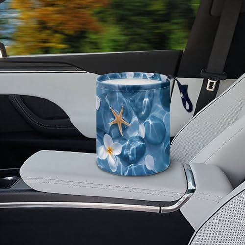 Image of Sea Beach Starfish Car Trash Bag Car Trash Can with Adjustable Buttons Collapsible Multipurpose Car Storage Bag Road Trip Essentials