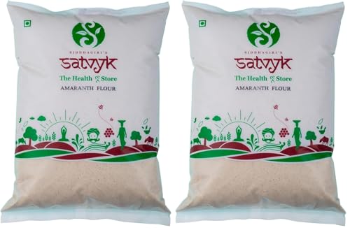 Image of S Siddhagiri's SATVYK THE HEALTH re STORE Amaranth Flour - (500gm) - Stoneground Rajgira Atta | Gluten-Free | Vrat - Upwas ka Rajgeera Atta | Fresh Amaranthus Flour (Pack of 2)