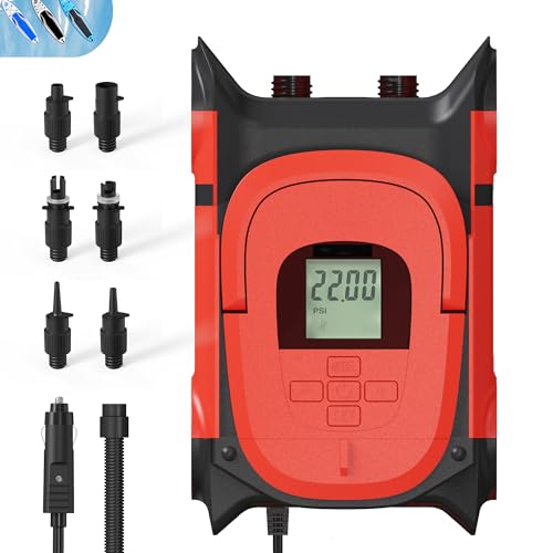GICLE Bomba Paddle Surf Eléctrico, Inflador Sup 22 PSI, Portabilidad de Alta Presión, Inflado/Inhalación/ 6 Boquillas para Tablas de Kayak, Barcos de Pesca(réseau)