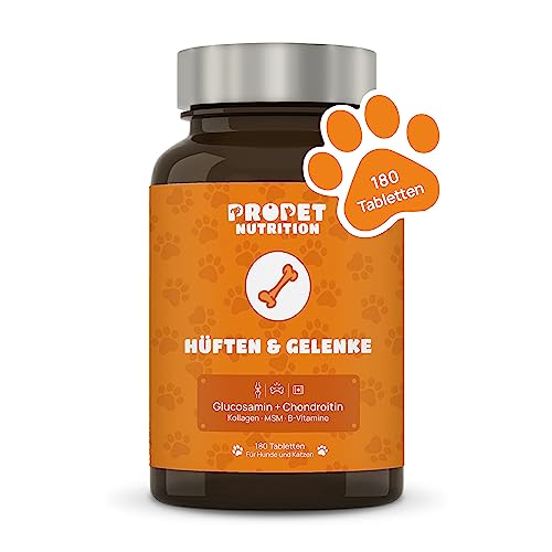 Hochkonzentrierte Gelenktabletten für Hunde und Katzen, Glucosamin, Chondroitin & Hyaluron MSM, Mit 10 Vitaminen. 180 Kapsel. Keine Kapseln, Hohe Akzeptanz Beim Hund. Unterstützung der Gelenkfunktion