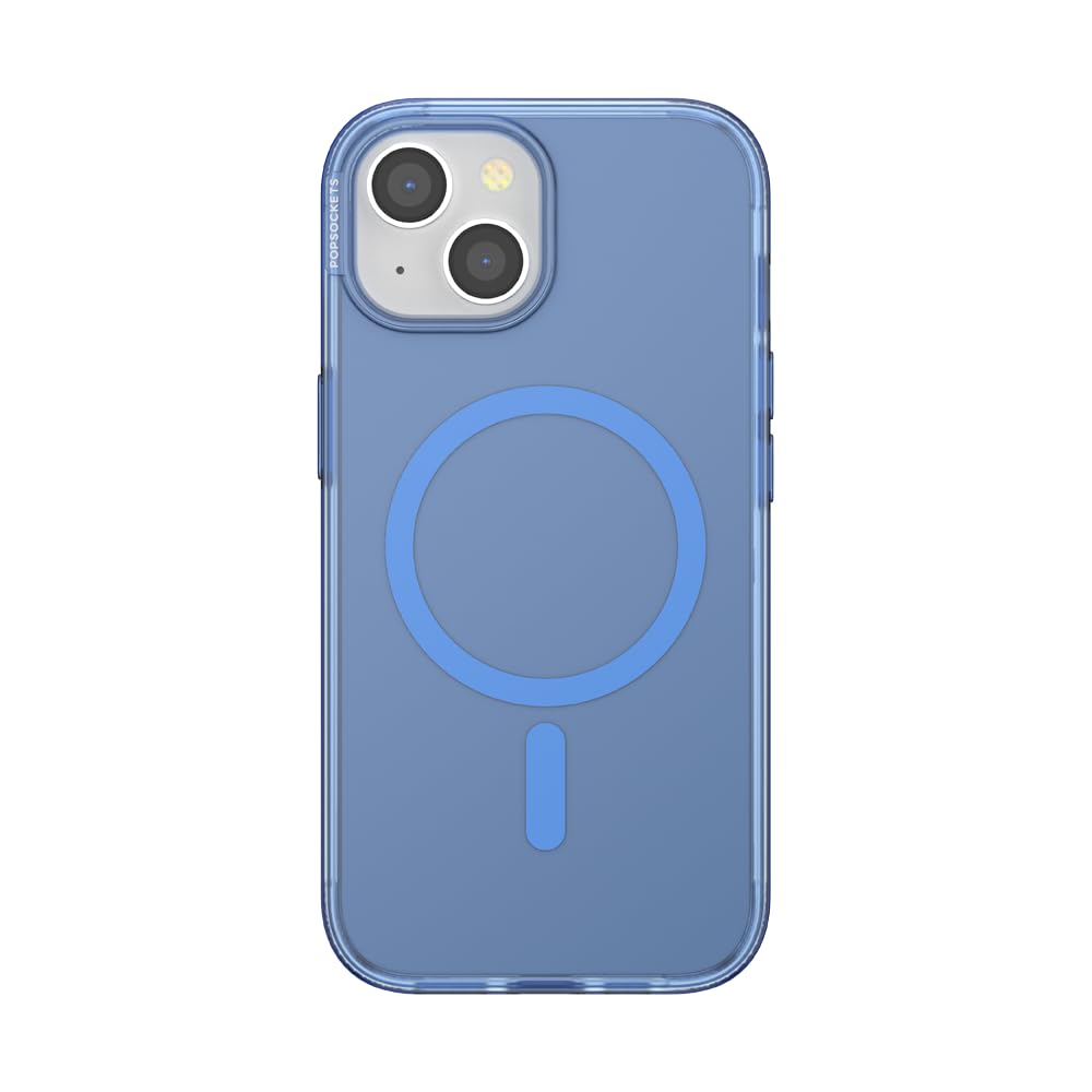 PopSockets iPhone 15 Case Compatible with MagSafe, Phone Case for iPhone 15, Wireless Charging Compatible, Case Only – Vermeer Blue