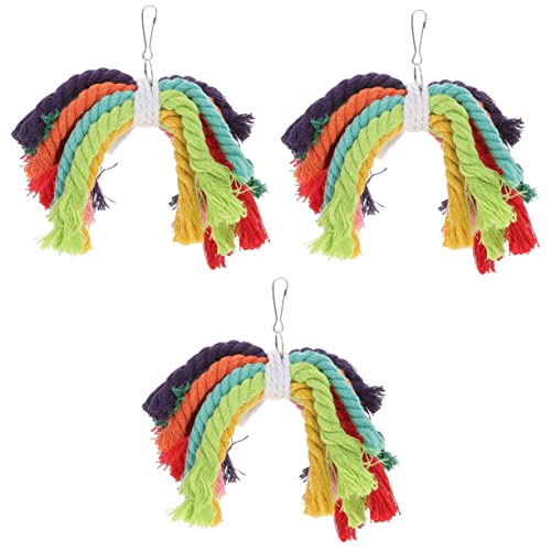 balacoo 3pcs Parrot Cotton Rope Gnawing Parrot Toys Safety Bird Cockatiel Toys for Bird Cage Swing Toy Parakeet Toy Rope Bird Chew Toy Bird Cage Toys Bird Toys for Cage