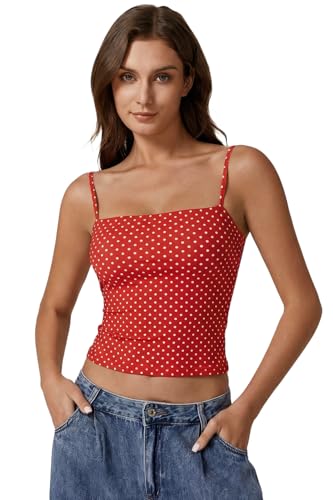 Image of QINSEN Women's Double Lined Basic Tank Top Adjustable Spaghetti Straps Sleeveless Camisole Shirts