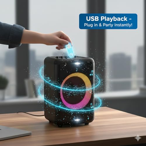 Image of Philips X3206 Bluetooth Party Speaker - 14 Hours Play Time, Deep Bass, Party Lights, Karaoke Effects, Mic & Guitar Input, 80W Max Power, Black