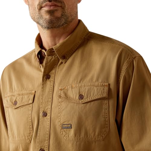 Image of ARIAT Men's Rebar Washed Twill Work Shirt, Rebar Khaki, X-Small