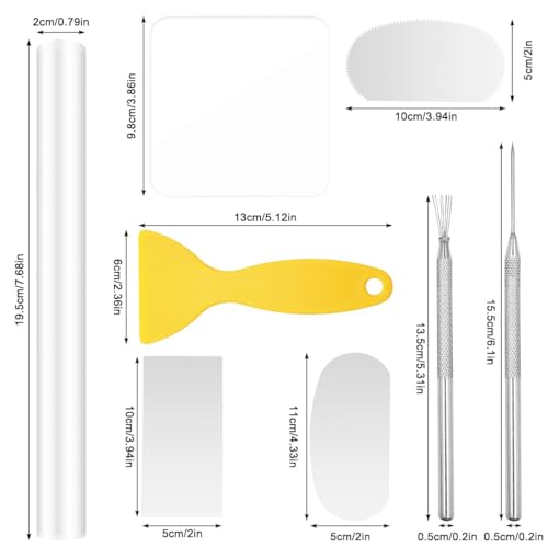 Image of DIANZHU 8Pcs Polymer Clay Cutter Tools, Acrylic Roller Clay Rolling Pin, Clear Rectangle Shape Sheet Backing Board, Slicer Shaping Knife, Wire Texture, Detail Needle,Scraper.