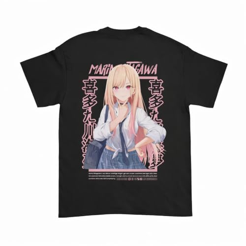 Marin Kitagawa Anime Graphic T Shirt My Dress Up Darling Manga Cosplay Fan Tee Unisex (US, Alpha, X-Large, Regular, Regular) Black