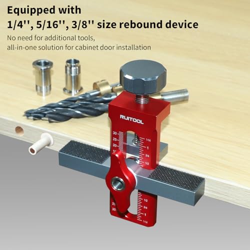 Image of RUITOOL 2-in-1 Cabinet Door Mounting Jig with Storage Bag, Installation Positioner for Frameless Cabinets Only, Adjustable Aluminium Alloy Cabinet Hardware Jig, Holiday Home Improvement Gifts for Men