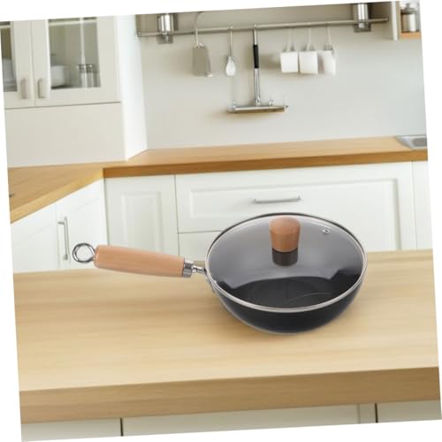Wok de hierro fundido con mango de madera color negro miniatura 6