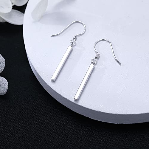 Sluynz 925 Sterling Silver Minimalist 2Cm/3Cm Bar Drop Earrings For Women Teen Girls Long Vertical Bar Dangle Earrings (2Cm Bar-Silver) #TOP5
