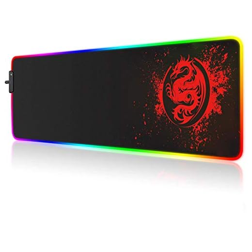 Large RGB Gaming Mouse Pad - 15 Light Modes Extended Computer Keyboard Mat, Anime Dragon Mouse Pad，High-Performance Mouse Pad Optimized for Gamer 31.5 X 12in (Red)