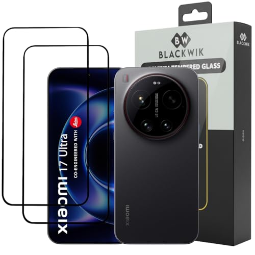 Image of Blackwik Tempered Glass Screen Protector for Xiaomi 17 Ultra with Edge-To-Edge Protector Coverage | Easy Installation Kit (Black) (Pack Of 2)