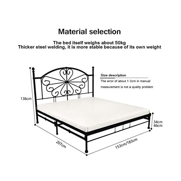IRON Foldable Wrought Bed Does Not Need To Be Installed, Light And Simple Double Bed Non-slip Foot Mat Ultra-quiet Load Capacity Up To 400 Kg - Image 5