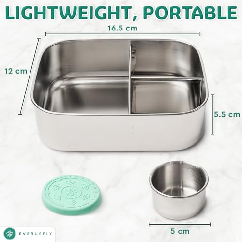 Image of Everusely Small Bento Box - 27oz Toddler Lunch Container, Metal Lunch Box For Kids