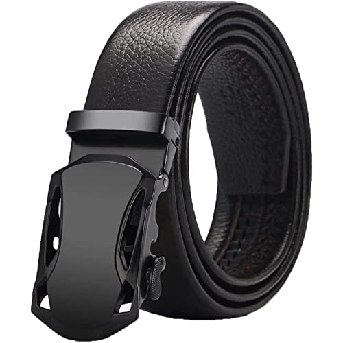 TBSCWYF Cinturones Hombre, Cinturón Cuero Para Hombres Cinturón Hombre Cuero con Hebilla de Trinquete Automática, Cinturon con Hebilla Automática Ancho 3.5CM-Tamaño Ajustable con Caja de Regalo