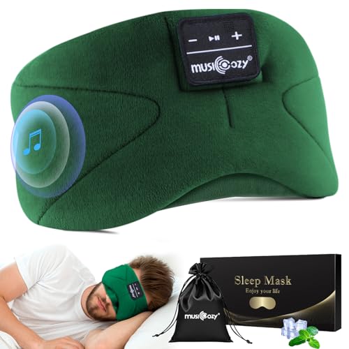 MUSICOZY Máscara para dormir con auriculares Bluetooth, máscara de ojos suave para dormir/relajarse, máscaras de dormir 100% opacas con auriculares para viajes, meditación, yoga, regalos unisex para