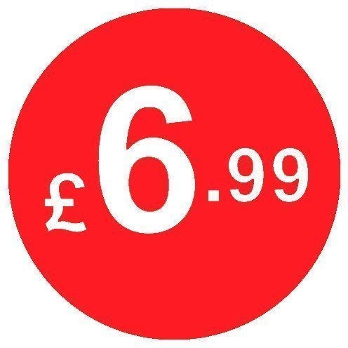 Price Stickers - 20mm Pack of 200 Round Red Labels From 99p to £10 (£6.99) Coloured Stick On Price Labels Stickers Removable Self Adhesive Pricing Sticker Paper Easy Peel Sticky Label Paper for Retail