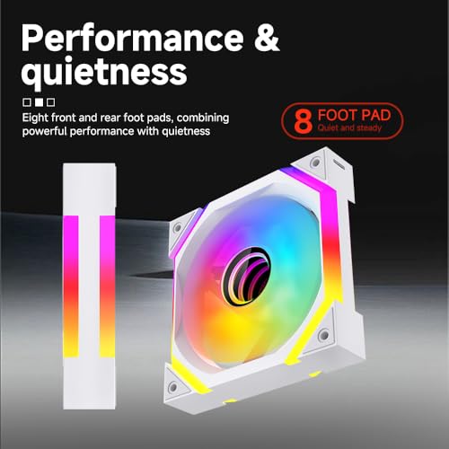 Image of Galaxy SE 120mm ARGB Computer Case Fans,Infinity Mirror RGB Light Effect 5V 3PIN Motherboard Light Sync 800~1600RPM PWM PC Fan Suitable for Computer Case(Triple Pack White Reverse)