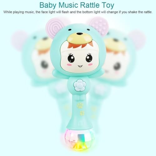 Image of Educational Baby Rattle, Electronic Light Musical Teether - Baby Sensory Sound Toys, 3-12 Months (Baby Green)