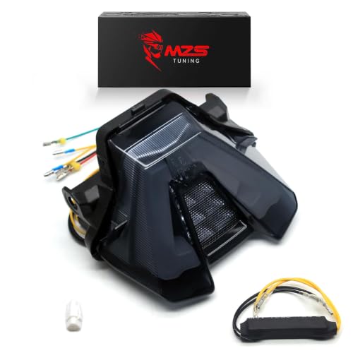 Image of MZS Motorcycle Tail Light LED Turn Signal Integrated for MT07 2021-2024 | Rear Blinker Running Taillight Assembly, Stop Brake Light, Waterproof Dustproof Smoke Lens, Amber Red Dual Color Lamp