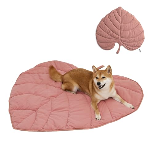 FUNNY FUZZY Manta para perros y gatos, 47 x 43 pulgadas, diseño de hojas, manta para mascotas, lavable a máquina, doble cara para cama, sofá, suelo, protección de muebles, color rosa anturio