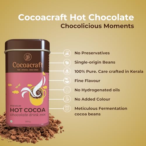 Image of Cocoacraft Hot Cocoa Chocolate Mix (300g) Drinking Hot Chocolate Mix with 22% Cocoa Butter |100% Natural | Handmade Artisanal Cocoa Mix from Kerala.