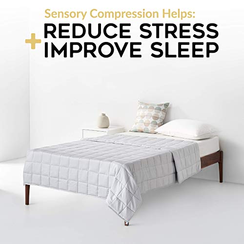 YnM Oeko-Tex Certified Premium 60 x 80 Inch 20 Pound Cotton Calming Heavy Weighted Blanket with Glass Beads for Queen and King Beds, Light Grey