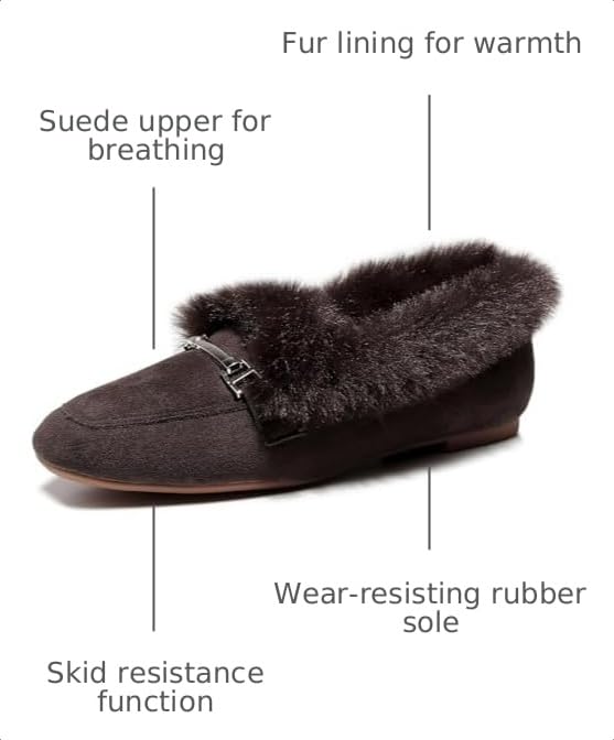 Image of VenusCelia Women's Cozy Furry Flat Shoe