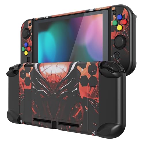 eXtremeRate PlayVital Funda para Nintendo Switch Carcasa Dura Estuche Protector Separable de Joycons Protectora Dockable Cover Cáscara para Control Switch Joycon Consola(Araña Armadura)