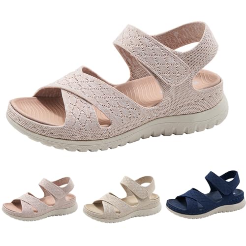 Women's Hiking Sandal Orthopedic Sandals Fashion Comfortable Hook Loop Non Slip Outdoor Wedge Walking Sandals Air Cushion Sport Slingback Elastic Band Casual Platform Shoes