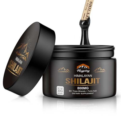 Shilajit Pure Himalayan Organic Resin - 800mg Gold Grade Shilajit Resin with Fulvic Acid & 85+ Trace Minerals Complex for Energy, Strength & Immunity, Shilajit for Men & Women, 800mg