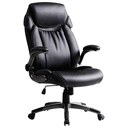 QWEA Silla de Oficina, Silla de Escritorio de computadora con Asiento Grande de Piel sintética, Altura del Asiento Ajustable de diseño ergonómico, Giro de 360 ​​Grados, Negro