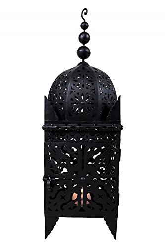 Orientalische Laterne aus Metall Schwarz Frane 100cm groß | Marokkanische Gartenlaterne für draußen, Innen als… – Bild 4