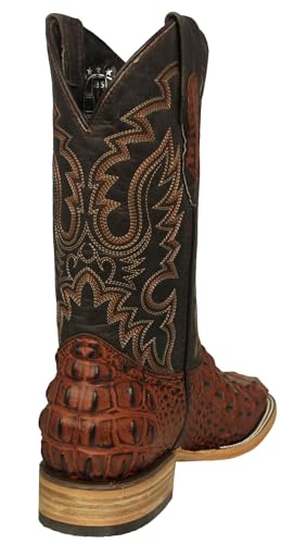 Texas Legacy Mens Cognac Cowboy Boots Alligator Back Print Leather Square Toe3