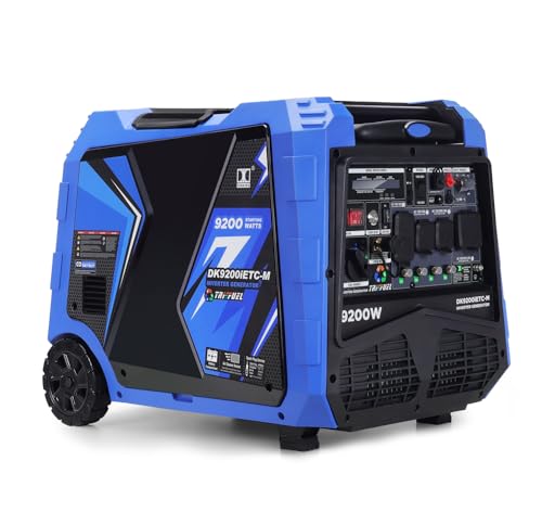 DK 9200W Generator, Tri-fuel, Gas LPG NG, 120V/240V Output, Remote & Electric Start, 5-20R L5-30P 14-30R 14-50P, for Backup Power Outage Home