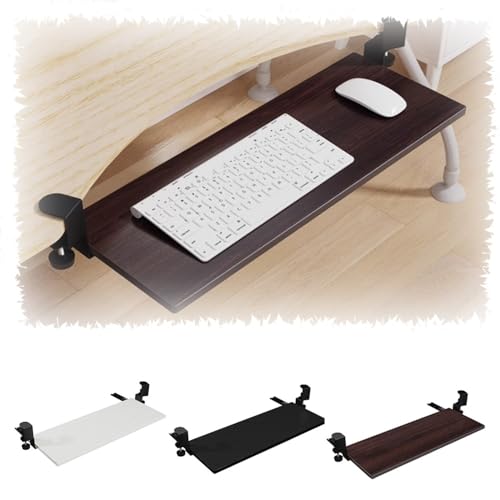 Genérico Bandeja para Teclado Ajustable con Sistema extraíble, Bandeja para Teclado Ajustable a 45° para Debajo del Escritorio, Estante extraíble para Teclado con Abrazadera en C para el hogar y la o
