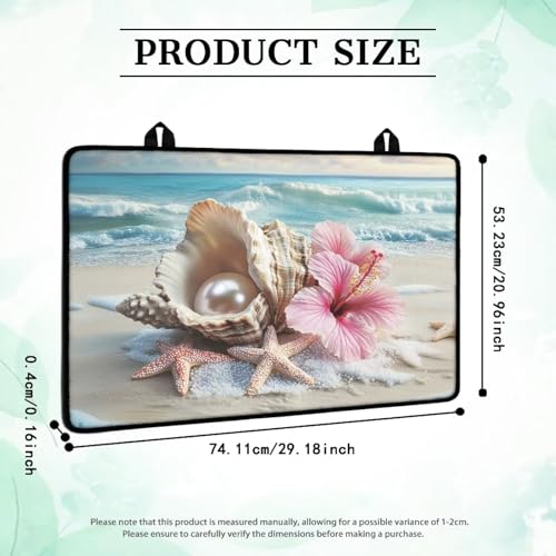 Image of Beach Starfish Seashell Flower Stove Cover 30 inchx21 inch Heat Resistant Multi-Functional Counter Protector Non-slip Waterproof Mat for Glass Stovetop Protector Easy to Clean