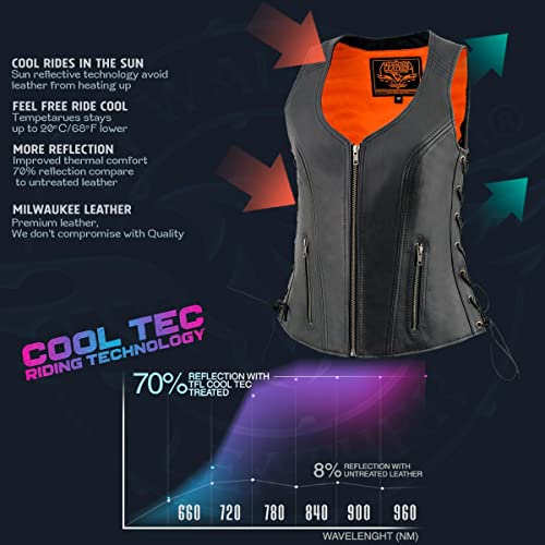 Image of Milwaukee Leather Women's Premium Classic Leather Motorcycle Rider Vest w /Adjustable Side Laces