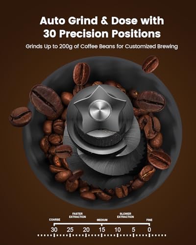 Image of (2026 Upgrade) 15 Bar Espresso Machine with Built-in Anti-Clog Coffee Grinder, Expresso Coffee Machines with Milk Steam Wand /Frother /Tamping Tools,Espresso Maker with Grinder for Lattes-Sleek Black