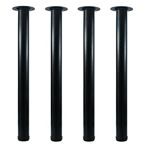 QLLY 26 inch Adjustable Metal Desk Legs, Heavy Duty Furniture Table Legs with 1" Leveling Adjustment for DIY Office Desk, Workbench, Dining Table, Set of 4 (Black) by QLLY - Used condition - US$34.81