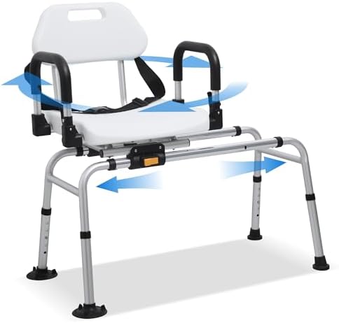 Amazon.com: Sliding Shower Chair Tub Transfer Bench with Swivel Seat ...