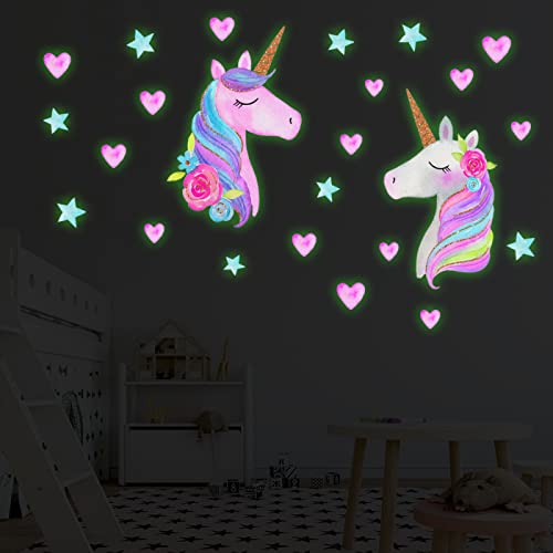 Dessin animé licorne lumineuse stickers muraux chambre d'enfants plafond décoration de la maison stickers muraux étoiles fluorescentes brillent dans les autocollants sombres 30 * 40 Cover