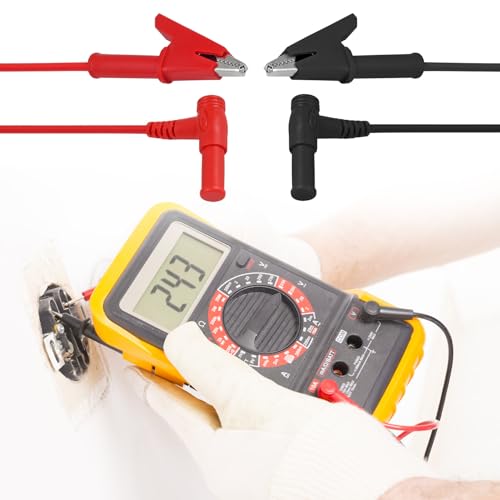 Image of DIANN 4 Sets Multimeter Test Leads Banana Plug Right Angle to Alligator Clips Soft Test Cable Wires for Electrical Testing 3.3ft / 1m 8pcs
