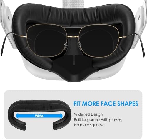 SUPERUS Facial Interface for Oculus/Meta Quest 2 Accessories (Upgraded Version), with 2 PCS Face Cover Foam Pad Replacements, Anti-Light Nose Pad (L/S), Lens Protector, Glasses Spacer (7-in-1 Kit)