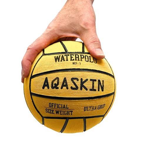 AQASKIN - Pallone da Pallanuoto Professionale - Alta Qualità - Gomma Ultra Grip - per Allenamenti e Partite - Misura 3 -Colore: Giallo.