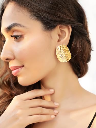 Image of Rubans Ribbed Dome Stud Earrings Trendy Stylish Gift for Women & Girls
