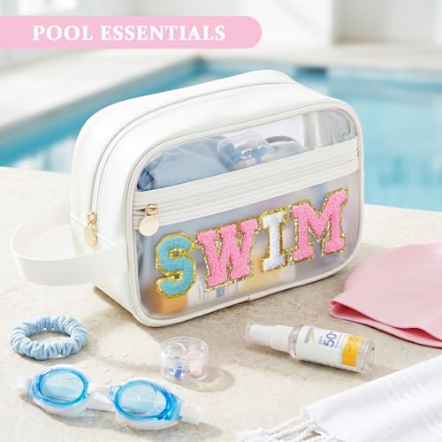 Image of COSHAYSOO Clear SWIM Bag Waterproof Valentines Grab Bag Gifts for Women Teen Girls Swimmer Team Coach, Swimming Pool Accessories Organizer Transparent Makeup Toiletry Bag Beach Travel Cosmetic Pouch