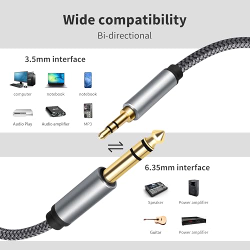 Cable estéreo 3.5 mm a 6.35 mm de 1 m aprox miniatura 4