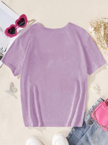 Image of SHENHE Girl's Summer Hawaiian Shirt Aloha Tropical Graphic Cute Crewneck Short Sleeve T Shirts Teen