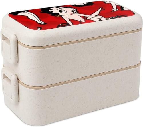 ベティちゃん ベティブープ 弁当箱 お弁当ボックス ランチボックス 男性 女性 漏れ防止 学生 麦わら繊維 かわいい 人気 二段 高校生 軽量 食器付き 小型